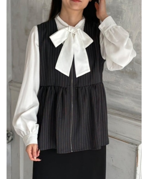 fifth（フィフス）の「【SETUP対応】ペプラムZIPベスト（ベスト・レディース・ベージュ/ネイビー/チャコールグレー・M）」の15枚目の写真