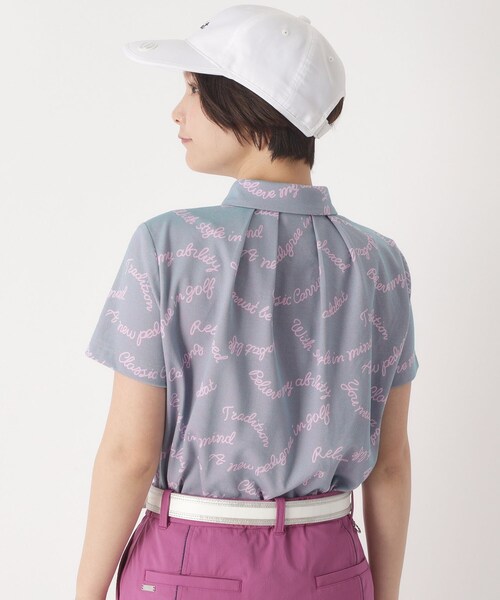 adabat（アダバット）の「シャンブレープリント半袖ポロシャツ（ポロシャツ・レディース・ネイビー系/パープル系1・42/40/38）」の3枚目の写真