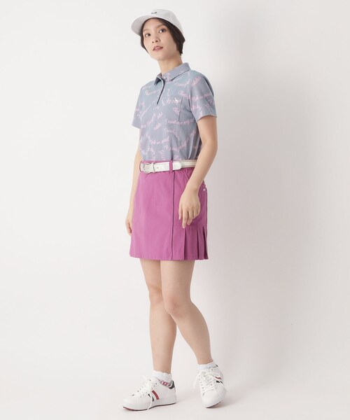 adabat（アダバット）の「シャンブレープリント半袖ポロシャツ（ポロシャツ・レディース・ネイビー系/パープル系1・42/40/38）」の4枚目の写真