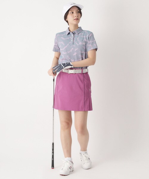 adabat（アダバット）の「シャンブレープリント半袖ポロシャツ（ポロシャツ・レディース・ネイビー系/パープル系1・42/40/38）」の5枚目の写真