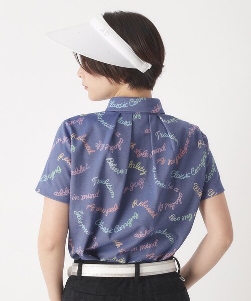 adabat（アダバット）の「シャンブレープリント半袖ポロシャツ（ポロシャツ・レディース・ネイビー系/パープル系1・42/40/38）」の7枚目の写真