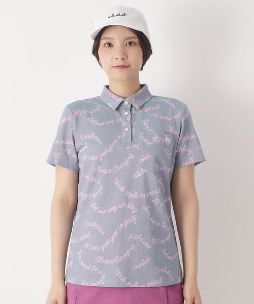 adabat（アダバット）の「シャンブレープリント半袖ポロシャツ（ポロシャツ・レディース・ネイビー系/パープル系1・42/40/38）」の11枚目の写真