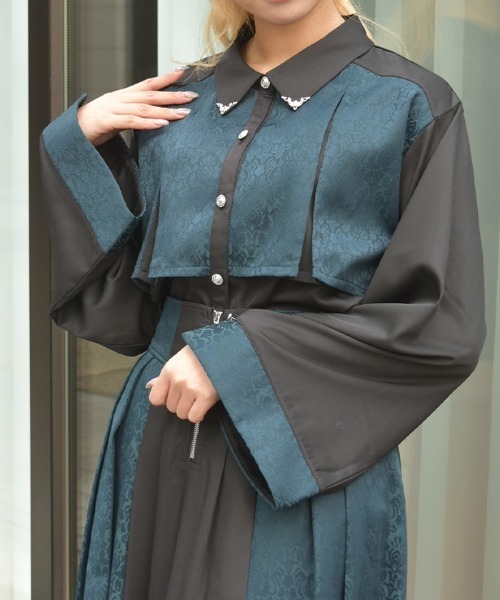 axes femme(アクシーズファム)の「【セットアップ対応】ジャカードブラウス(シャツ/ブラウス・レディース・ネイビー/ワイン/ダークグリーン・FREE)」の2枚目の写真