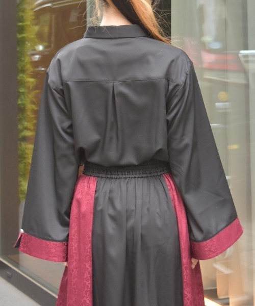 axes femme(アクシーズファム)の「【セットアップ対応】ジャカードブラウス(シャツ/ブラウス・レディース・ネイビー/ワイン/ダークグリーン・FREE)」の6枚目の写真