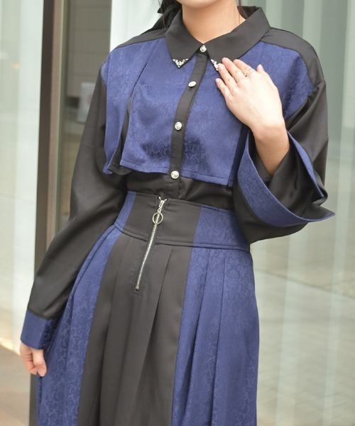 axes femme(アクシーズファム)の「【セットアップ対応】ジャカードブラウス(シャツ/ブラウス・レディース・ネイビー/ワイン/ダークグリーン・FREE)」の14枚目の写真