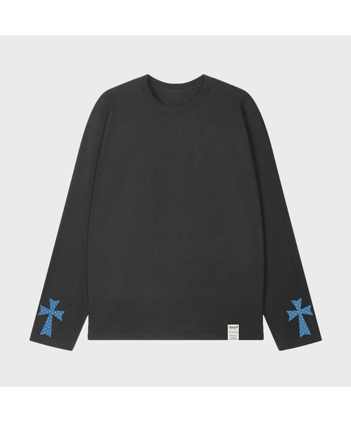 Unisex Dot Cross Grey Long Sleeve 3-цвета — лонгслив в крапинку