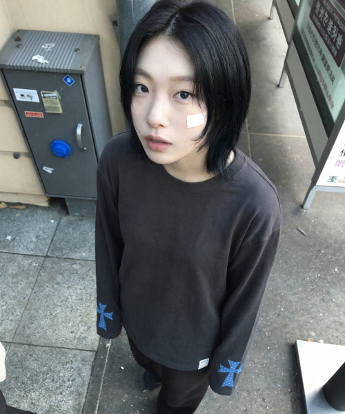 GRAVER（グレーバー）の「[ユニセックス]ドットクロスグレイブ ロングスリーブ 3カラー（Tシャツ/カットソー・レディース・チャコールグレー/ブラック/ホワイト・MEDIUM/LARGE）」の15枚目の写真