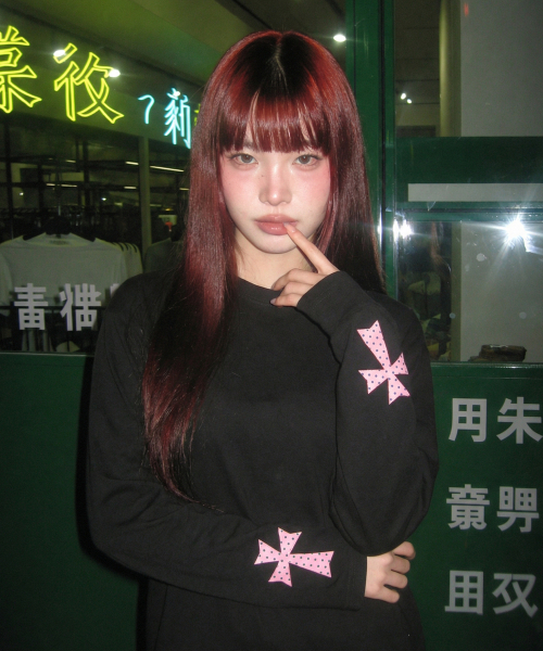 GRAVER（グレーバー）の「[ユニセックス]ドットクロスグレイブ ロングスリーブ 3カラー（Tシャツ/カットソー・レディース・チャコールグレー/ブラック/ホワイト・MEDIUM/LARGE）」の16枚目の写真