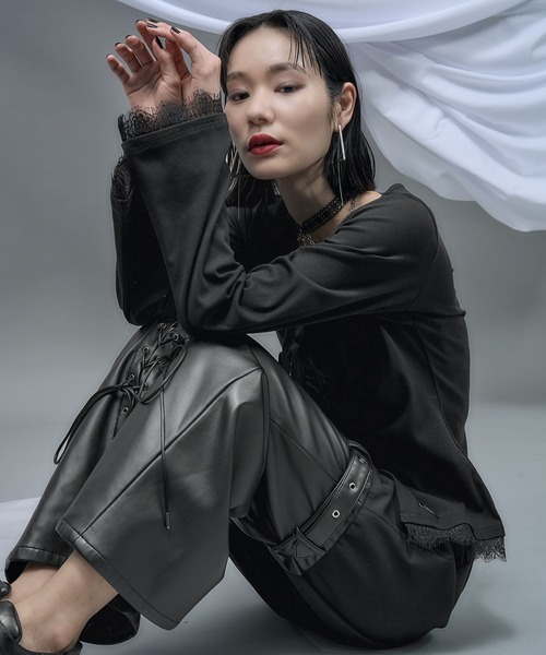 HARE（ハレ）の「【NANA×HARE】レイヤードリボンデザイントップス（Tシャツ/カットソー・レディース・グレー/ブラック・FREE）」の7枚目の写真