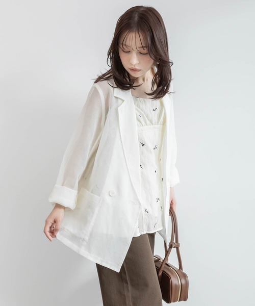 RANDA（ランダ）の「シアーテーラードジャケット（ブルゾン・レディース・ブラック/ブラウン/ホワイト・0/1）」の2枚目の写真