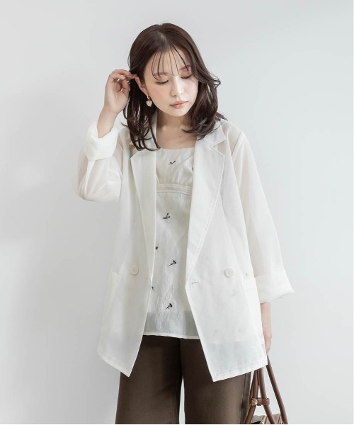 RANDA（ランダ）の「シアーテーラードジャケット（ブルゾン・レディース・ブラック/ブラウン/ホワイト・0/1）」の7枚目の写真