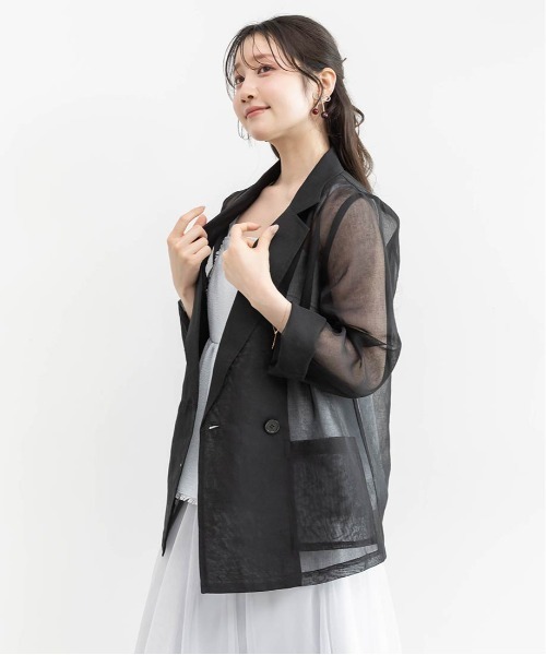 RANDA（ランダ）の「シアーテーラードジャケット（ブルゾン・レディース・ブラック/ブラウン/ホワイト・0/1）」の12枚目の写真