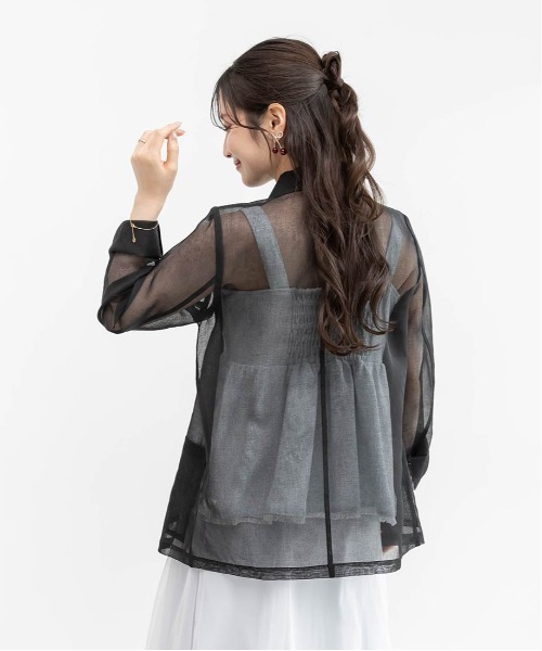 RANDA（ランダ）の「シアーテーラードジャケット（ブルゾン・レディース・ブラック/ブラウン/ホワイト・0/1）」の13枚目の写真