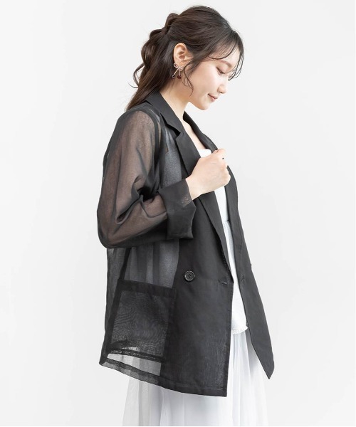 RANDA（ランダ）の「シアーテーラードジャケット（ブルゾン・レディース・ブラック/ブラウン/ホワイト・0/1）」の14枚目の写真