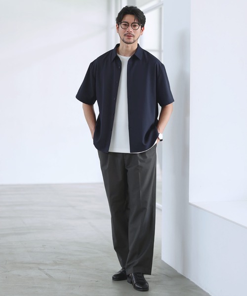 SPU(スプ)の「【セットアップ対応】【防シワ・防ピリング・接触冷感】機能性素材テックリネン半袖レギュラーカラーシャツ(シャツ/ブラウス・メンズ・ブラック/ナチュラル/ネイビー/チャコール・XL/L/M/S)」の5枚目の写真