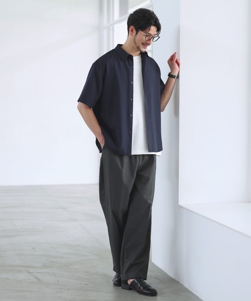 SPU(スプ)の「【セットアップ対応】【防シワ・防ピリング・接触冷感】機能性素材テックリネン半袖レギュラーカラーシャツ(シャツ/ブラウス・メンズ・ブラック/ナチュラル/ネイビー/チャコール・XL/L/M/S)」の6枚目の写真