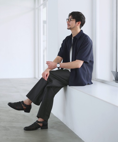 SPU(スプ)の「【セットアップ対応】【防シワ・防ピリング・接触冷感】機能性素材テックリネン半袖レギュラーカラーシャツ(シャツ/ブラウス・メンズ・ブラック/ナチュラル/ネイビー/チャコール・XL/L/M/S)」の7枚目の写真