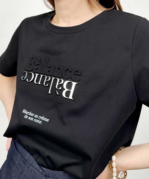 Lo-Fi(ローファイ)の「【WEB限定】エンボス箔プリントTシャツ(Tシャツ/カットソー・レディース・ブラック/カーキ/オフホワイト・M)」の17枚目の写真