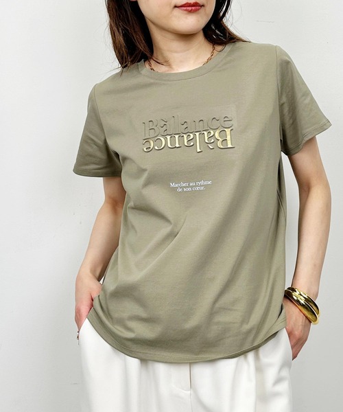 Lo-Fi(ローファイ)の「【WEB限定】エンボス箔プリントTシャツ(Tシャツ/カットソー・レディース・ブラック/カーキ/オフホワイト・M)」の21枚目の写真
