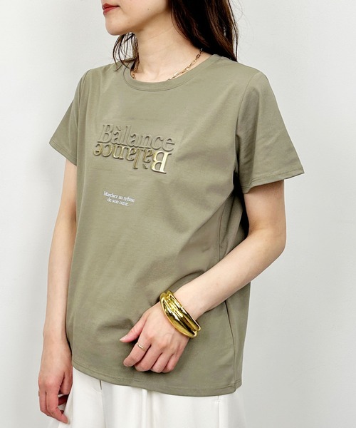 Lo-Fi(ローファイ)の「【WEB限定】エンボス箔プリントTシャツ(Tシャツ/カットソー・レディース・ブラック/カーキ/オフホワイト・M)」の22枚目の写真
