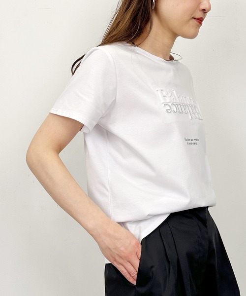 Lo-Fi(ローファイ)の「【WEB限定】エンボス箔プリントTシャツ(Tシャツ/カットソー・レディース・ブラック/カーキ/オフホワイト・M)」の5枚目の写真