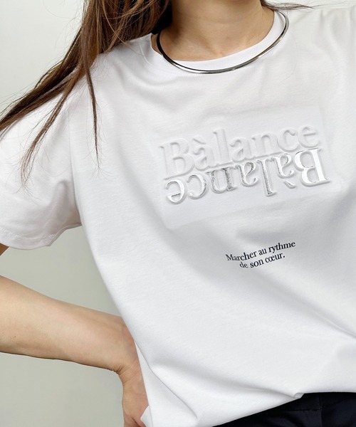 Lo-Fi(ローファイ)の「【WEB限定】エンボス箔プリントTシャツ(Tシャツ/カットソー・レディース・ブラック/カーキ/オフホワイト・M)」の8枚目の写真