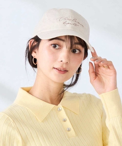 a.v.v(アーヴェヴェ)の「リネンキャップ(キャップ・レディース・ミント/アイボリー/ブラウン・38)」の2枚目の写真