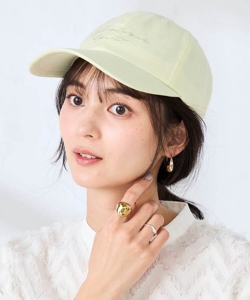 a.v.v(アーヴェヴェ)の「リネンキャップ(キャップ・レディース・ミント/アイボリー/ブラウン・38)」の1枚目の写真
