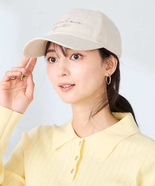 a.v.v(アーヴェヴェ)の「リネンキャップ(キャップ・レディース・ミント/アイボリー/ブラウン・38)」の4枚目の写真