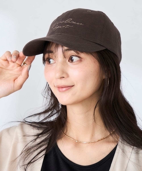 a.v.v(アーヴェヴェ)の「リネンキャップ(キャップ・レディース・ミント/アイボリー/ブラウン・38)」の7枚目の写真