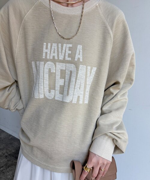 DouDou（ドゥドゥ）の「【WEB限定】スラブ天竺ロゴロンTEE（Tシャツ/カットソー・レディース・ピンク/ホワイト/ベージュ・FREE）」の2枚目の写真