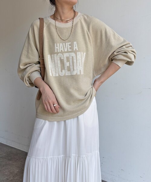 DouDou（ドゥドゥ）の「【WEB限定】スラブ天竺ロゴロンTEE（Tシャツ/カットソー・レディース・ピンク/ホワイト/ベージュ・FREE）」の19枚目の写真