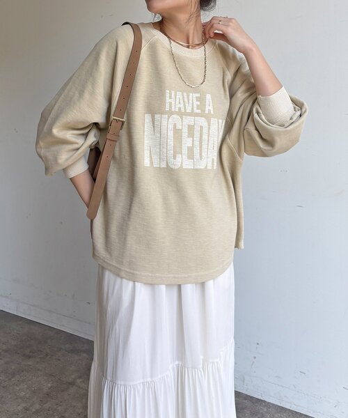 DouDou（ドゥドゥ）の「【WEB限定】スラブ天竺ロゴロンTEE（Tシャツ/カットソー・レディース・ピンク/ホワイト/ベージュ・FREE）」の20枚目の写真