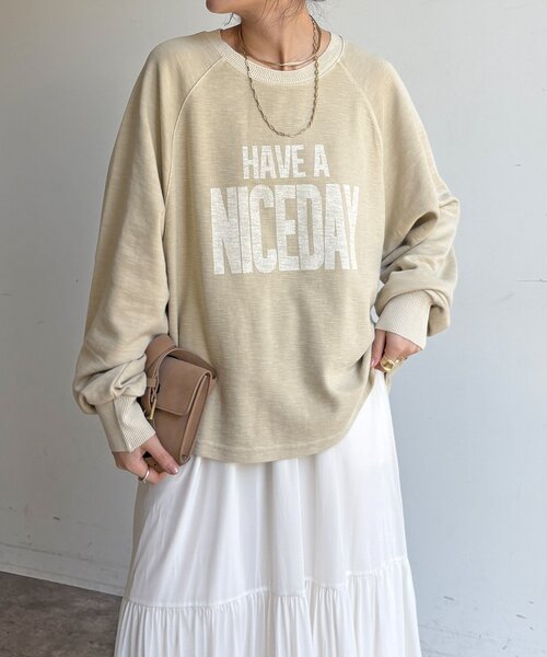 DouDou（ドゥドゥ）の「【WEB限定】スラブ天竺ロゴロンTEE（Tシャツ/カットソー・レディース・ピンク/ホワイト/ベージュ・FREE）」の21枚目の写真