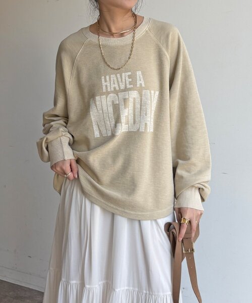 DouDou（ドゥドゥ）の「【WEB限定】スラブ天竺ロゴロンTEE（Tシャツ/カットソー・レディース・ピンク/ホワイト/ベージュ・FREE）」の22枚目の写真