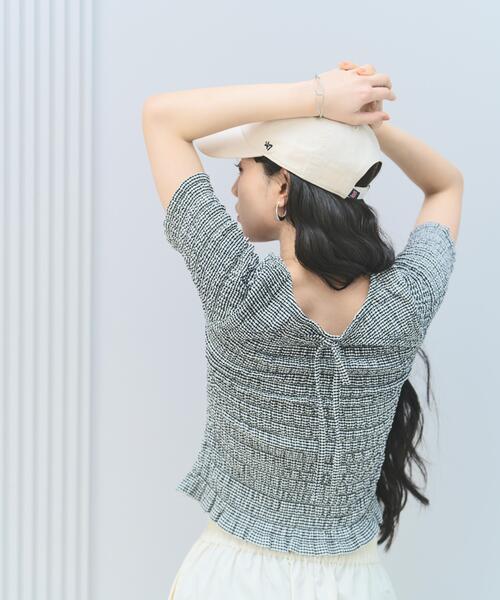 PROPORTION BODY DRESSING(プロポーションボディドレッシング)の「バックオープンシャーリングトップス / 1216160401(Tシャツ/カットソー・レディース・ピンク/ブラック/ブラック系その他・FREE)」の4枚目の写真