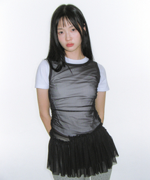 AMESWORLDWIDE（アメスワールドワイド）の「MESH SHIRRING MINI DRESS BLACK（ワンピース）」