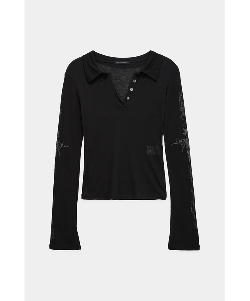 ETRE AU SOMMET(エトレオソメ)の「Rib Collar tattoo Long Sleeve Top (Black)(Tシャツ/カットソー・レディース・ブラック・FREE)」の6枚目の写真