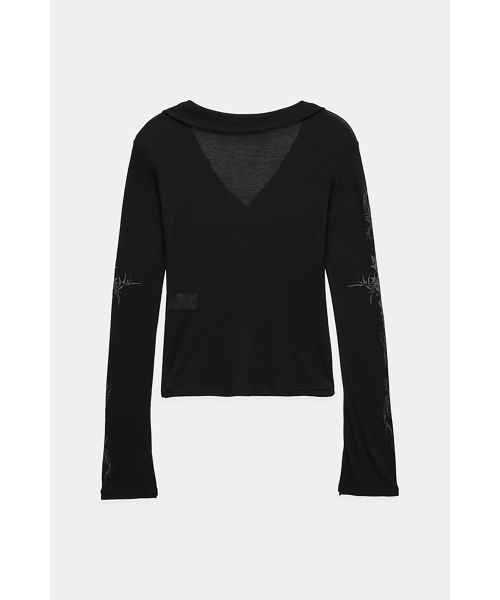 ETRE AU SOMMET(エトレオソメ)の「Rib Collar tattoo Long Sleeve Top (Black)(Tシャツ/カットソー・レディース・ブラック・FREE)」の5枚目の写真