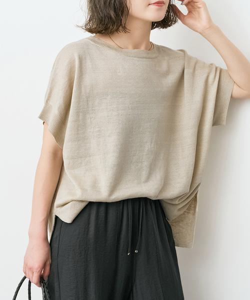 spick&span フレンチプルオーバー　spick and span 手洗い可》リネン天竺フレンチプルオーバー（ニット/セーター）｜Spick