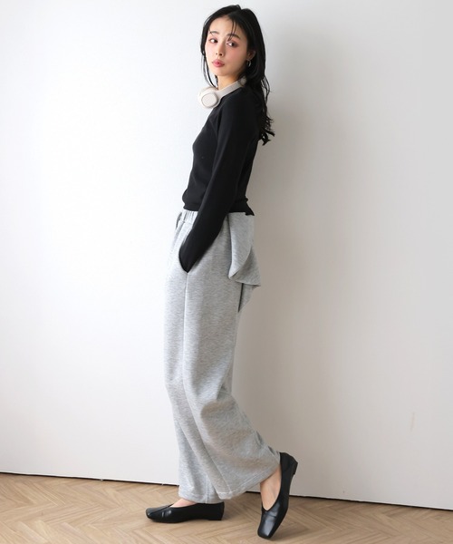 AMELY(エミリー)の「バックリボン スウェットパンツ(スウェットパンツ・レディース・グレー/ブラック・フリー)」の10枚目の写真