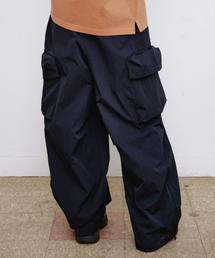 Wide Balloon Ankle Zip Belted Cargo Pants - BLACK