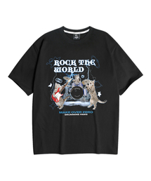 ラクニャン デジタル オーバーサイズ 半袖Tシャツ ブラック
