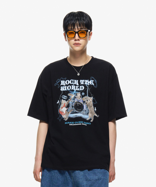 MOZMOZ（モズモズ）の「ラクニャン デジタル オーバーサイズ 半袖Tシャツ ブラック（Tシャツ/カットソー・レディース・その他・1/2/3）」の2枚目の写真