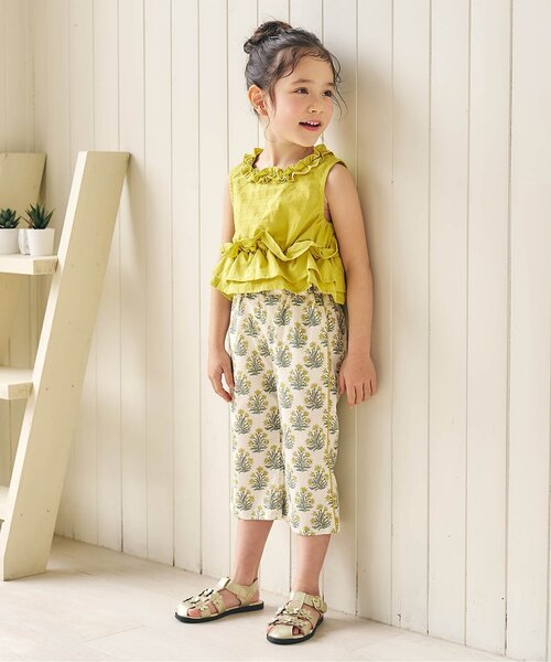 apres les cours（アプレレクール）の「フリルトップス・ラインパンツセットアップ＿アプレレクールマシェリ（セットアップ・キッズ・ブルー/イエロー・90/100/110/120/130/140）」の3枚目の写真