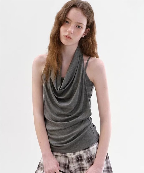 Fano Studios(ファノ ストゥディオズ)の「ドレープ ノースリーブ フェイクレイヤードトップス FX26S045【Fano Studios】【2026SS】(Tシャツ/カットソー・レディース・グレー・S/M/L)」の8枚目の写真
