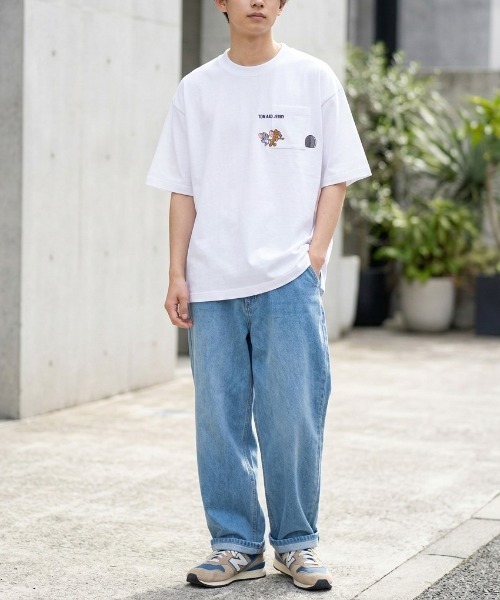 Tom&Jerry(トムアンドジェリー)の「【TOM & JERRY/トムとジェリー】アムンゼン胸ポケワンポイント刺繍半袖Tシャツ(UV/吸水速乾/接触冷感/対塩素加工)/ユニセックス(Tシャツ/カットソー・メンズ・スミクロ/ライトグレー/ホワイト/サックスブルー・LARGE/MEDIUM)」の11枚目の写真