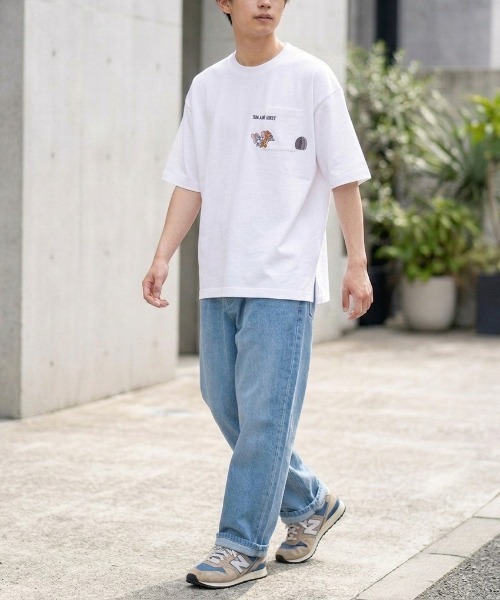 Tom&Jerry(トムアンドジェリー)の「【TOM & JERRY/トムとジェリー】アムンゼン胸ポケワンポイント刺繍半袖Tシャツ(UV/吸水速乾/接触冷感/対塩素加工)/ユニセックス(Tシャツ/カットソー・メンズ・スミクロ/ライトグレー/ホワイト/サックスブルー・LARGE/MEDIUM)」の12枚目の写真