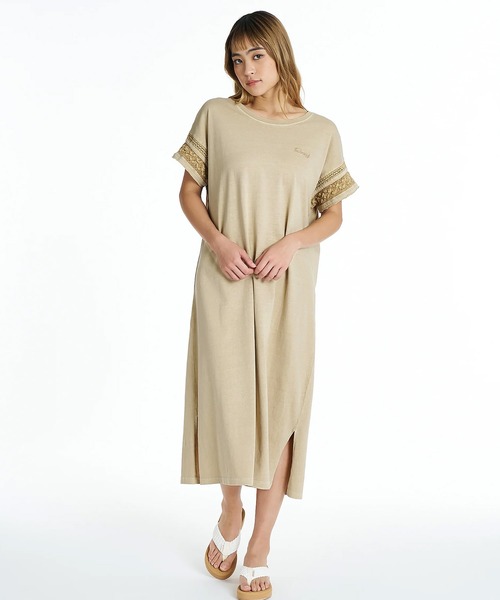 ROXY(ロキシー)の「ROXY/ロキシー ワンピース 半袖 レース HORIZON DRESS RDR262045(ワンピース・レディース・オレンジ/ベージュ/ブラック・L/M)」の1枚目の写真