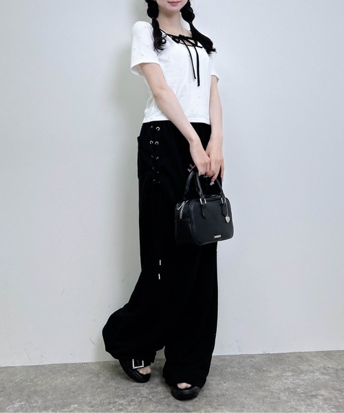 INGNI（イング）の「【WEB限定】サイドレースアップスウェットパンツ（その他パンツ・レディース・グレー/ライトピンク/ブラック・FREE）」の7枚目の写真